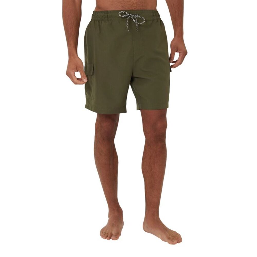 Threadbare Mens Relaxed Fit Swim Shorts / Khaki Green
